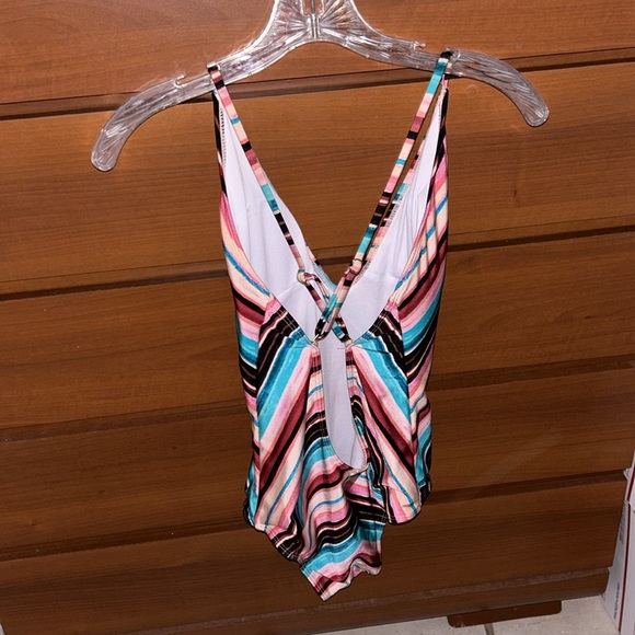 STYLISH Striped Retro Style Swimsuit with Adjustable Straps Size L - Picture 3 of 4